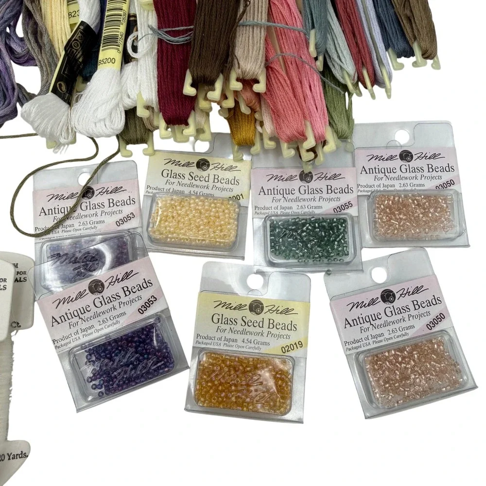Mirabilia Angels Dwell Here‎ Cross Stitch Kit DMC Floss Mill Hill Beads Case